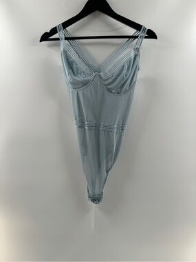 Charlotte Russe Light Blue Crisscross Back Bodysuit – Women's Medium